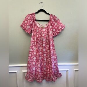 NWT Clara the Label by Victoria Dunn pink Block print woman’s cotton M dress